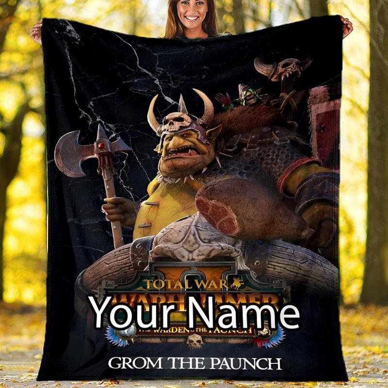Custom Name Total War Warhammer Theme Printed Blanket - Perfect for Couch, Bed, Travel & Outdoor Use | Machine Washable, Cozy & Durable.