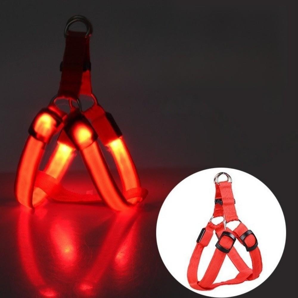 Light Up LED Dog Harness Rechargeable Adjustable Luminous Pet Chest Strap Soft Flashing Dog Glowing Vest Outdoor Activities