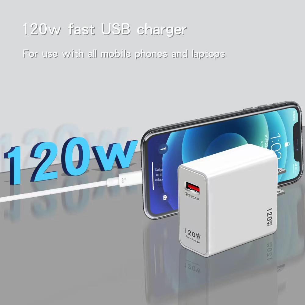 Cargador rápido de 120 W compatible con la UE, EE. UU. y el Reino Unido para Xiaomi y Huawei