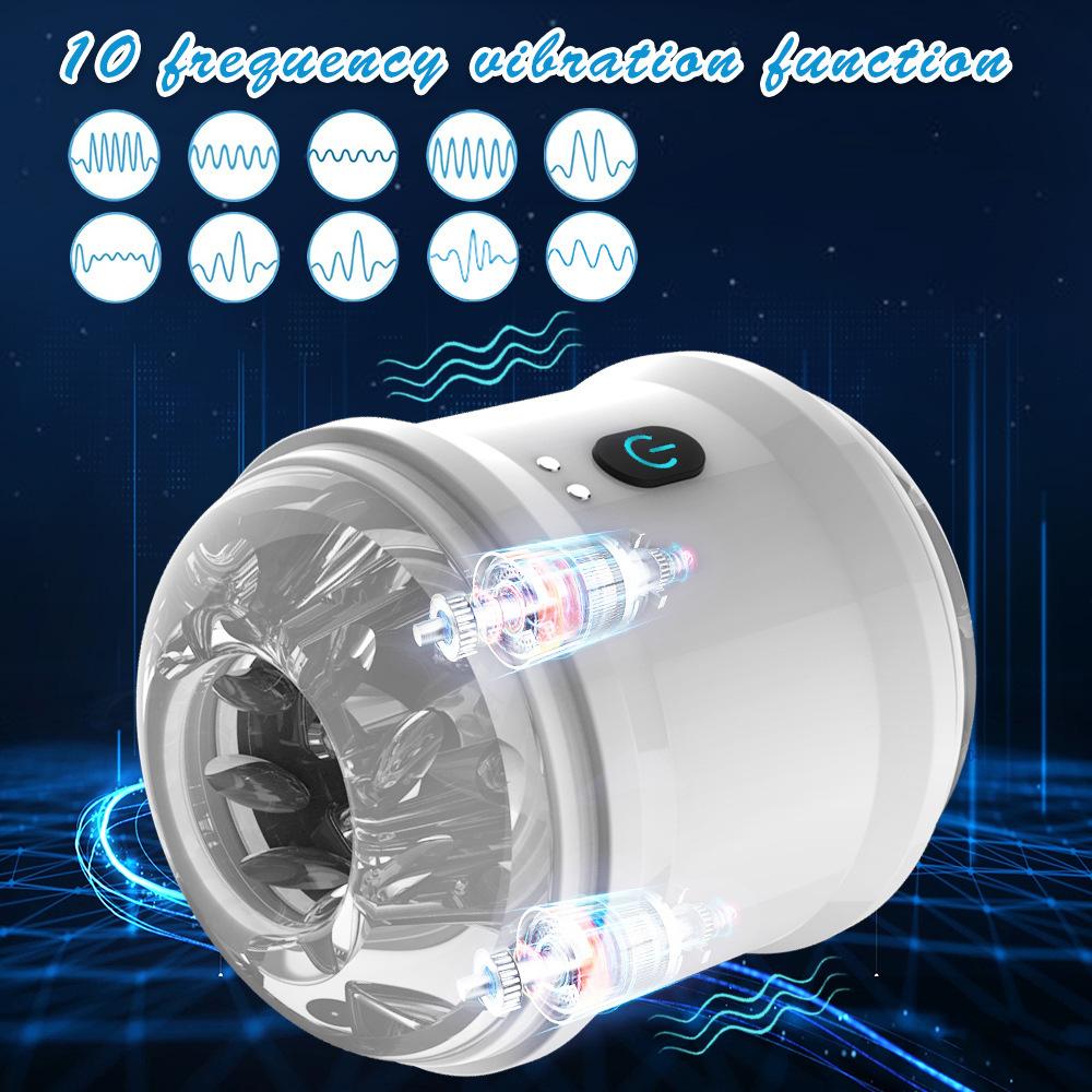 Automatic Male Masturbator Cup Dual Open-ended Powerful Vibrating Blowjob Vagina Masturbation Sex Toys for Men Adult Supplies