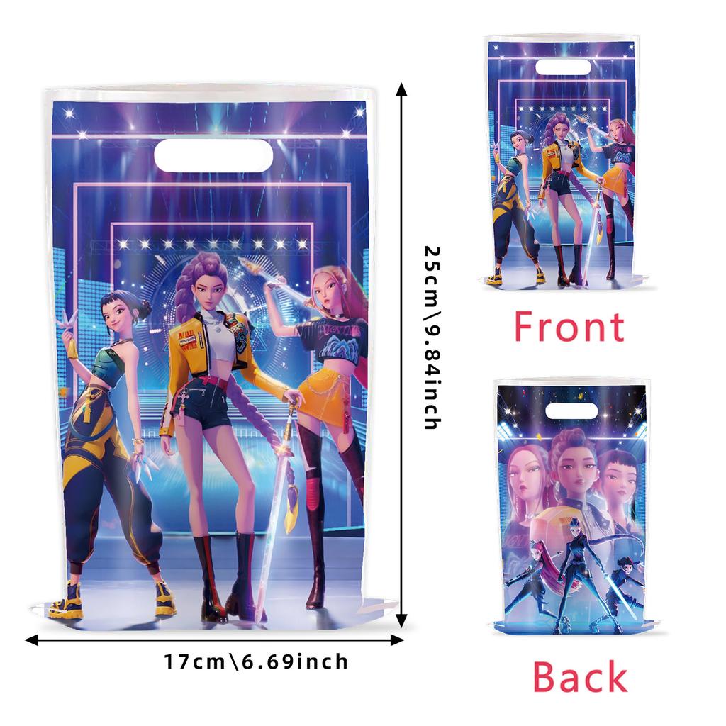 New Blue KPOP Demon Hunters Birthday Party Decorations Set, Disposable Paper Plates Napkins Knife Fork Spoon Tableware Kit