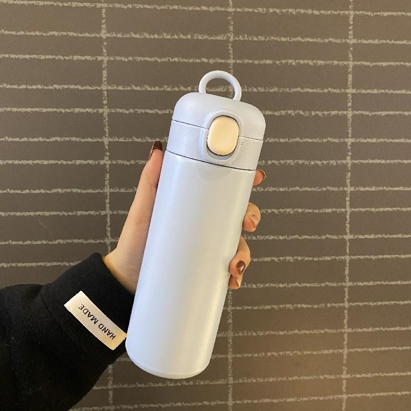 Új Rozsdamentes Acél Pattintható Fedeles Termosz Bögre Mini Dupla Vákuumos Egyenes Bögre Aranyos Egyszerű Borsó Bögre