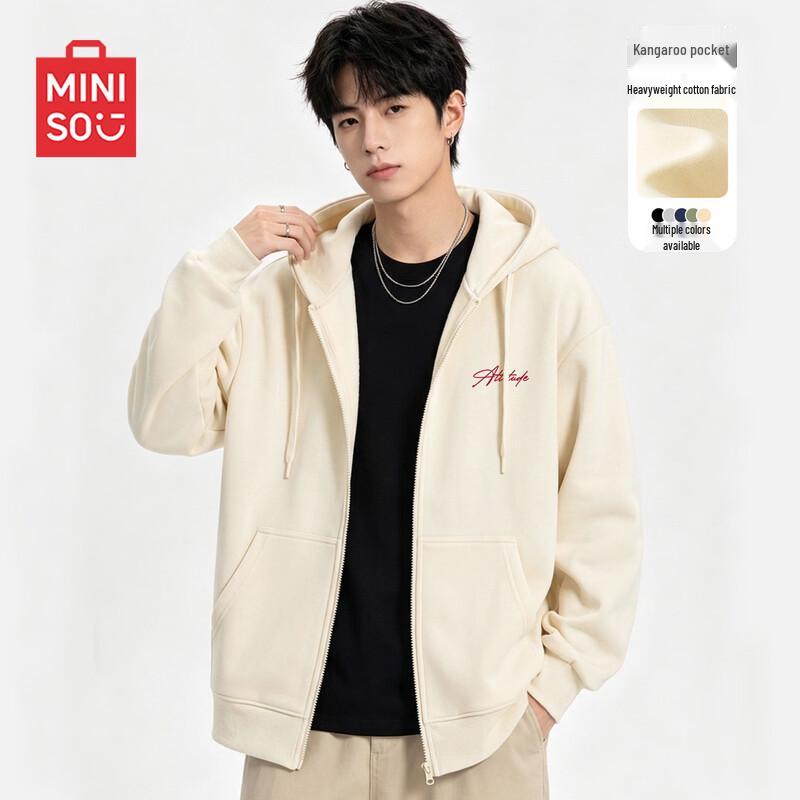 MINISO Youth Men's Casual Heavyweight Zip-up Hoodie