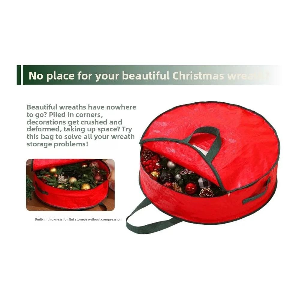 Durable Foldable Christmas Wreath Storage Bags Waterproof Dustproof with Handles Decoration Storage Bag Round Storage Bag