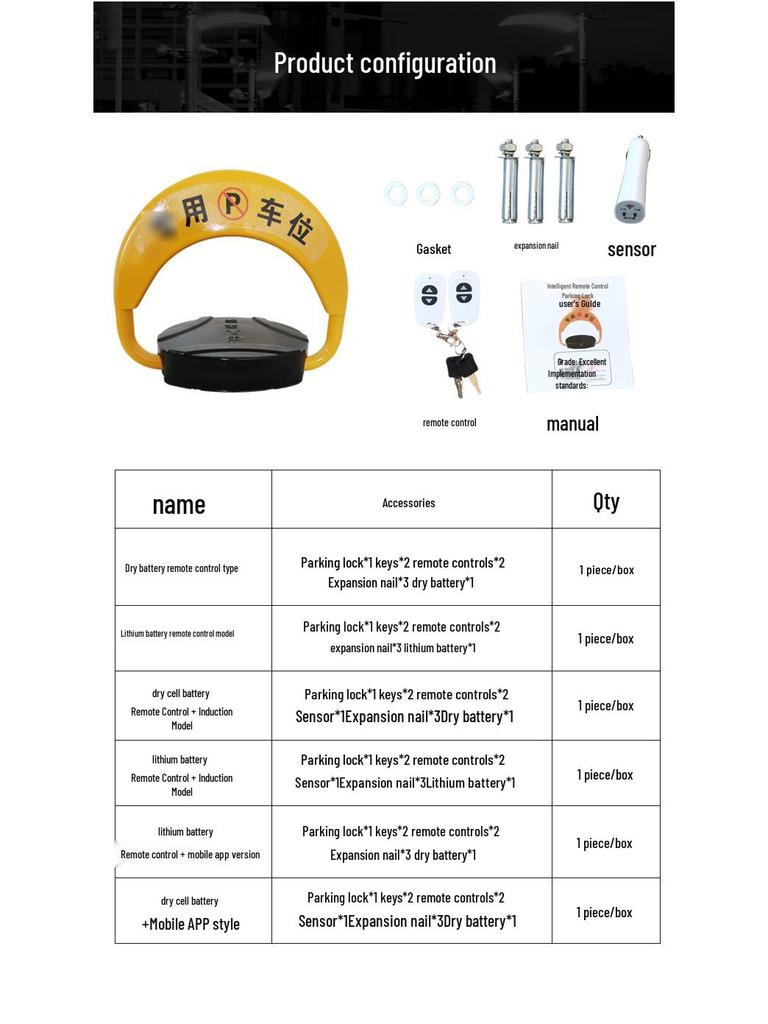 Smart Bluetooth Car Parking Space Lock Type D with Remote Control