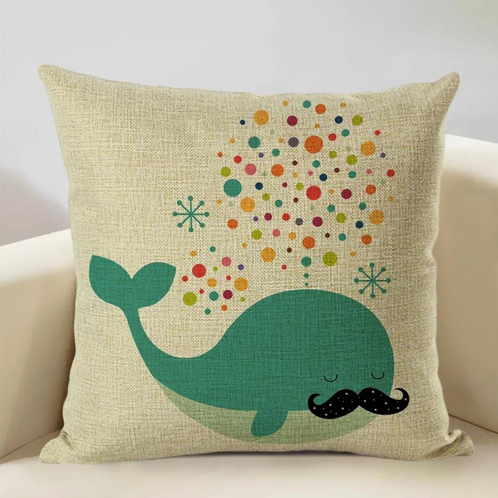 Animal Cushion Cover Linen Pillowcase Decorative Sofa Pillow Cover Home Decor Hedgehog Fox Bear Pillow Cases CM