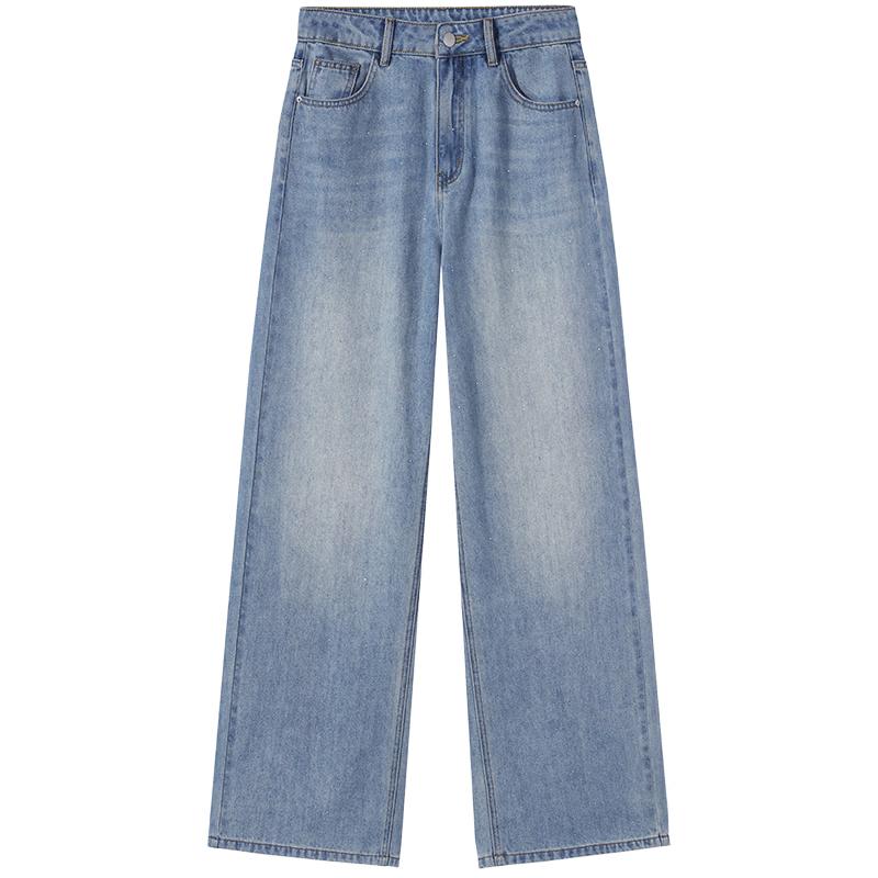 Hotwind 2026 Autumn Women s Sparkling Loose Straight-Leg Jeans M