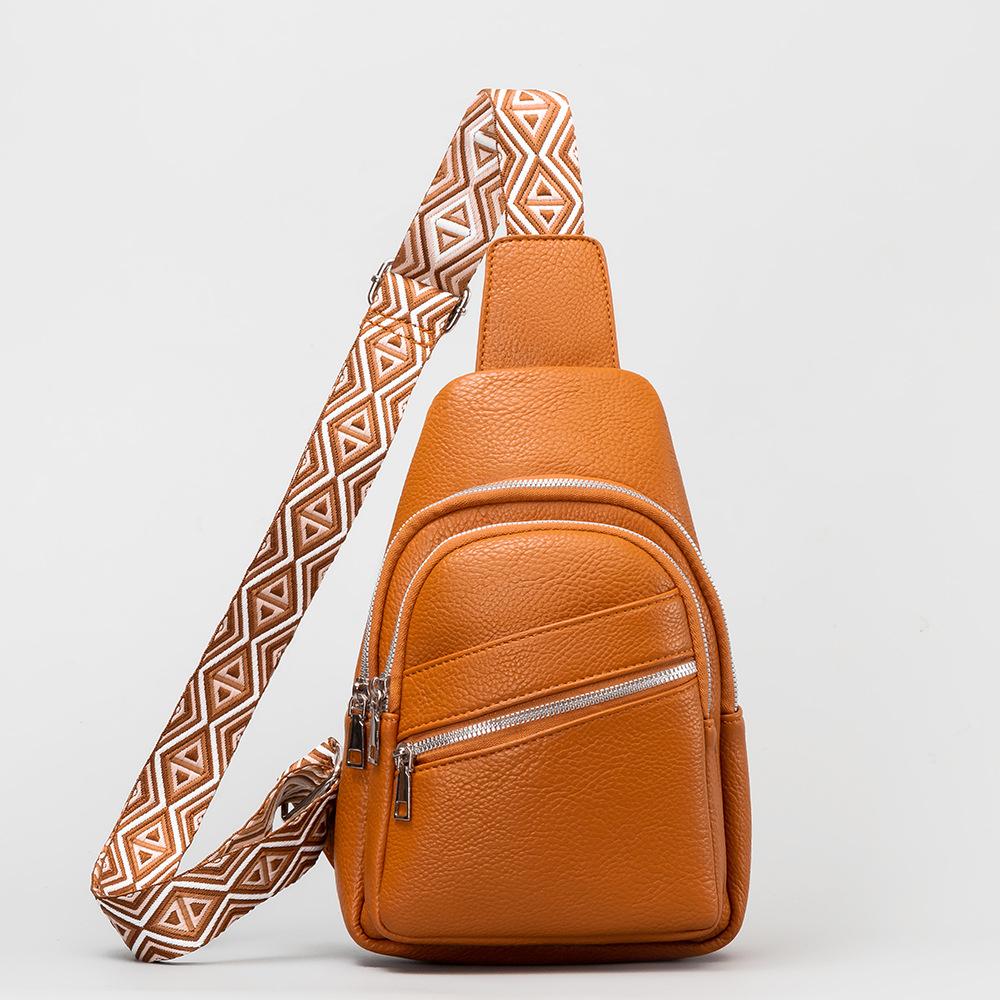 Multifunctional Travel Chest Bag Women's Fashion Zipper Handbags Trend Pu Leather Shoulder Bag Casual Soild Color Messenger Bags