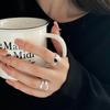 Sweet Double Layer Black Zircon Oval Ring: Women's Fashion, Trendy Hip Hop Style Open Index Finger Accessory