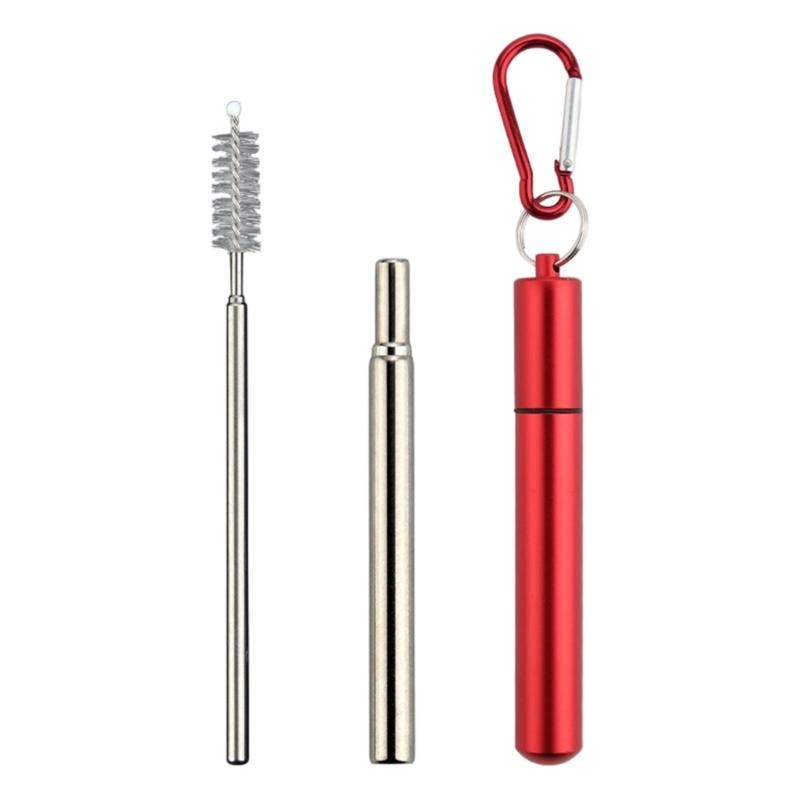 Travel Drinking Straw Bundle With Metal Extendable Straw, Cleaning Brush and Storage Storage Case for Daily Carry and Outings