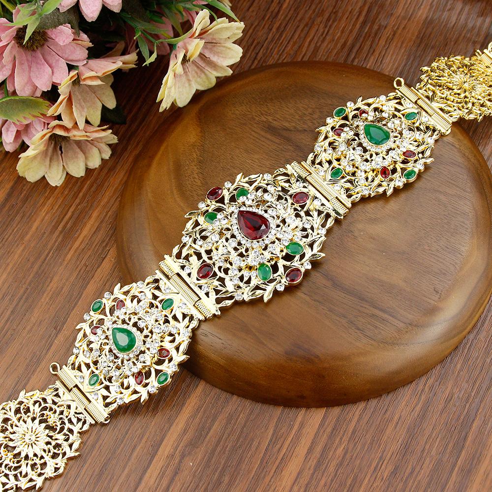 Culoare aurie Cureaua pentru talie Mireasa Bijuterii de nunta Lanț metalic de cristal Lungime reglabilă