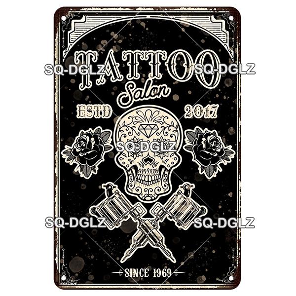 [SQ-DGLZ] Tattoo Styles Metal Sign Vintage Plaque Tin Sign Plate Wall Decor For Bar Club Man Cave Art Painting Travel Poster