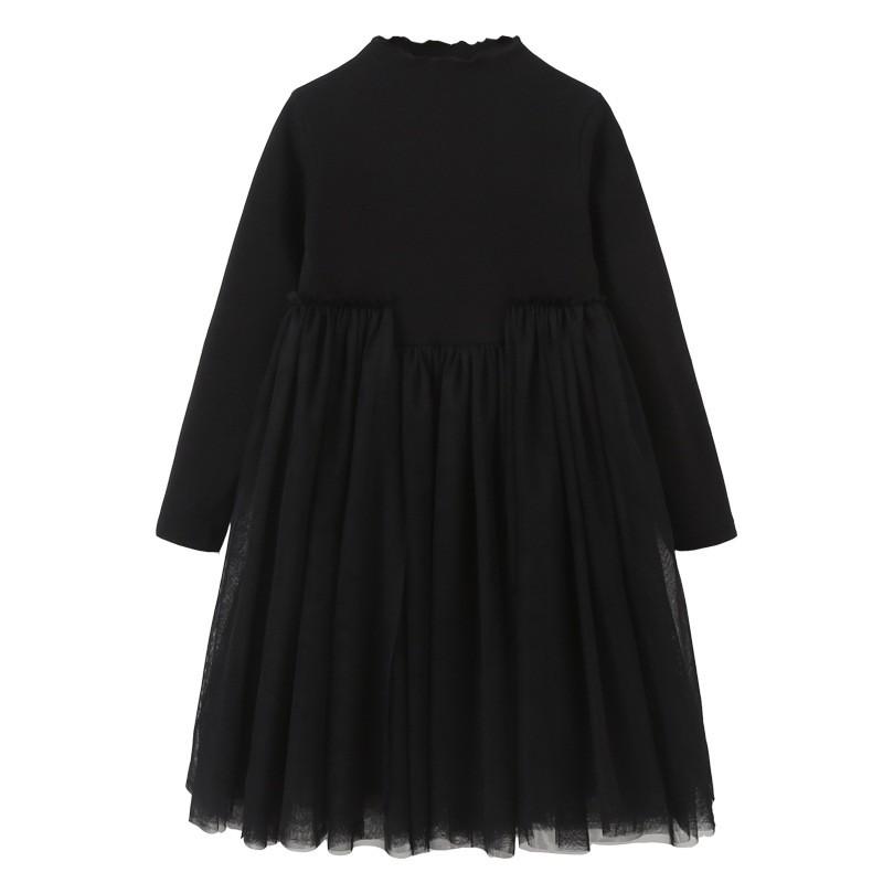 Girls Long Sleeve Dress Toddler Teen Princess Fall Winter Mesh Solid Color Soft Fabric Kids Over 4 Years Old