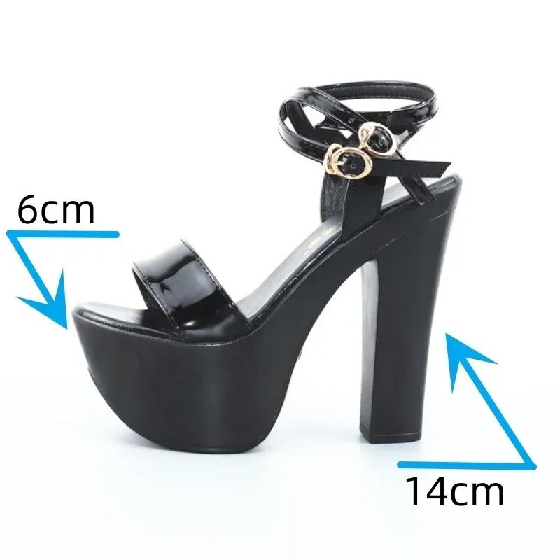 Fashion 14cm Small Size 32-43 Sexy Bandage Block High Heels Shoes Summer 2025 Chunky Platform Sandals for Model Wedding Party Dress