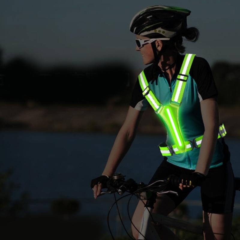 LED Reflective Vest Running Cycling Safety Vest for Outdoor Sports Activities