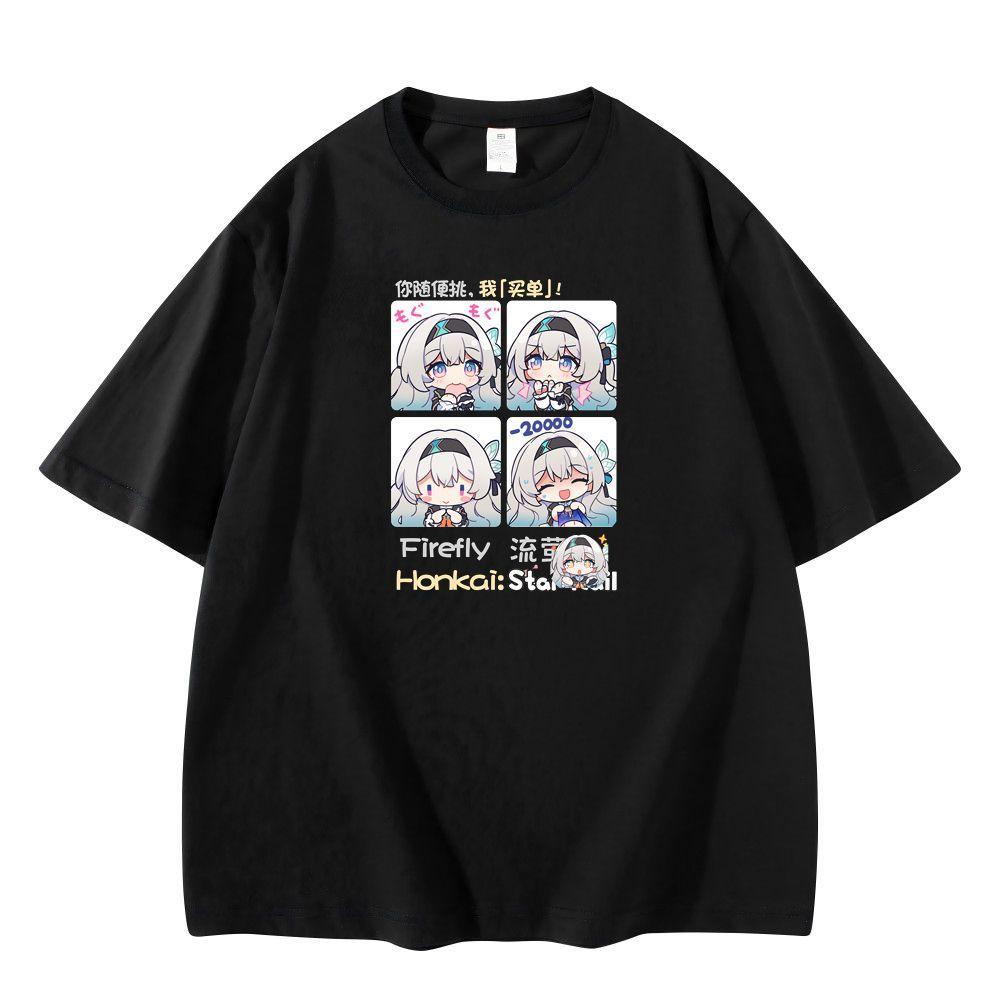 New Anime Honkai Star Rail Firefly Cosplay Printed Short Sleeve TShirt Casual Tee Fashion Vintage Shirts Versatile In Summer