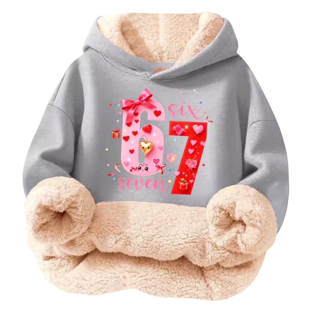 Children's Fashionable Printing Casual Fleece Hooded Loose Fit Hoodie Without Pockets