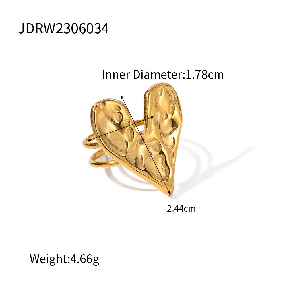 JD designer 18K gold stainless steel hammer pattern love ring double-sided ring accessories