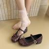 Silver Bow Light Mouth Ballet Single Shoes Women's 2025 Summer New French Flat Mary Jane Retro Small Leather Shoes