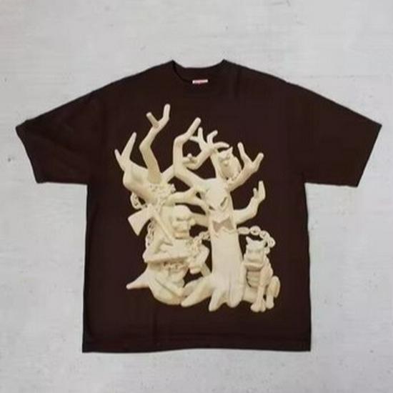 

2025 Short-Sleeve Tree Print Cotton T-Shirt - Versatile Casual Round Neck Large