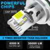 2Pcs H4 LED Headlight Bulbs High&Low Beam 36000LM Canbus Turbo Car Motorcycle Head Lights Super Bright Automotive Moto Headlamp Plug&Play 6500K White