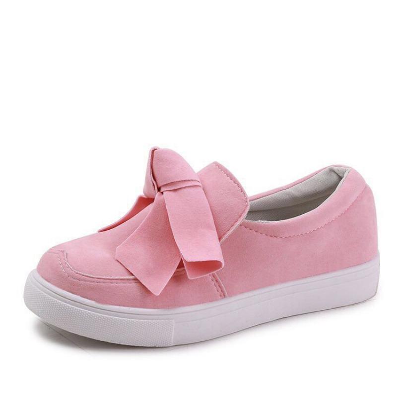 Flat bottom women's large size spring and autumn bow light mouth single shoes thick sole casual lazy single shoes