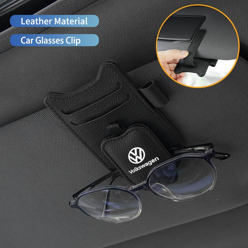 Car Sunglasses Holder Leather Sun Visor Glasses Clip Key For Volkswagen VW Polo Golf 6 7 8 Jetta Passat Tiguan Touran T-ROC GTI Zl1