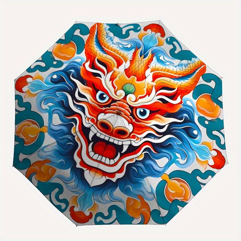 

1pc Dragon Mask Automatic Open, Sturdy Iron Frame, Compact Folding Design, All-Season Portable Umbrella for Women & Men yy250801097