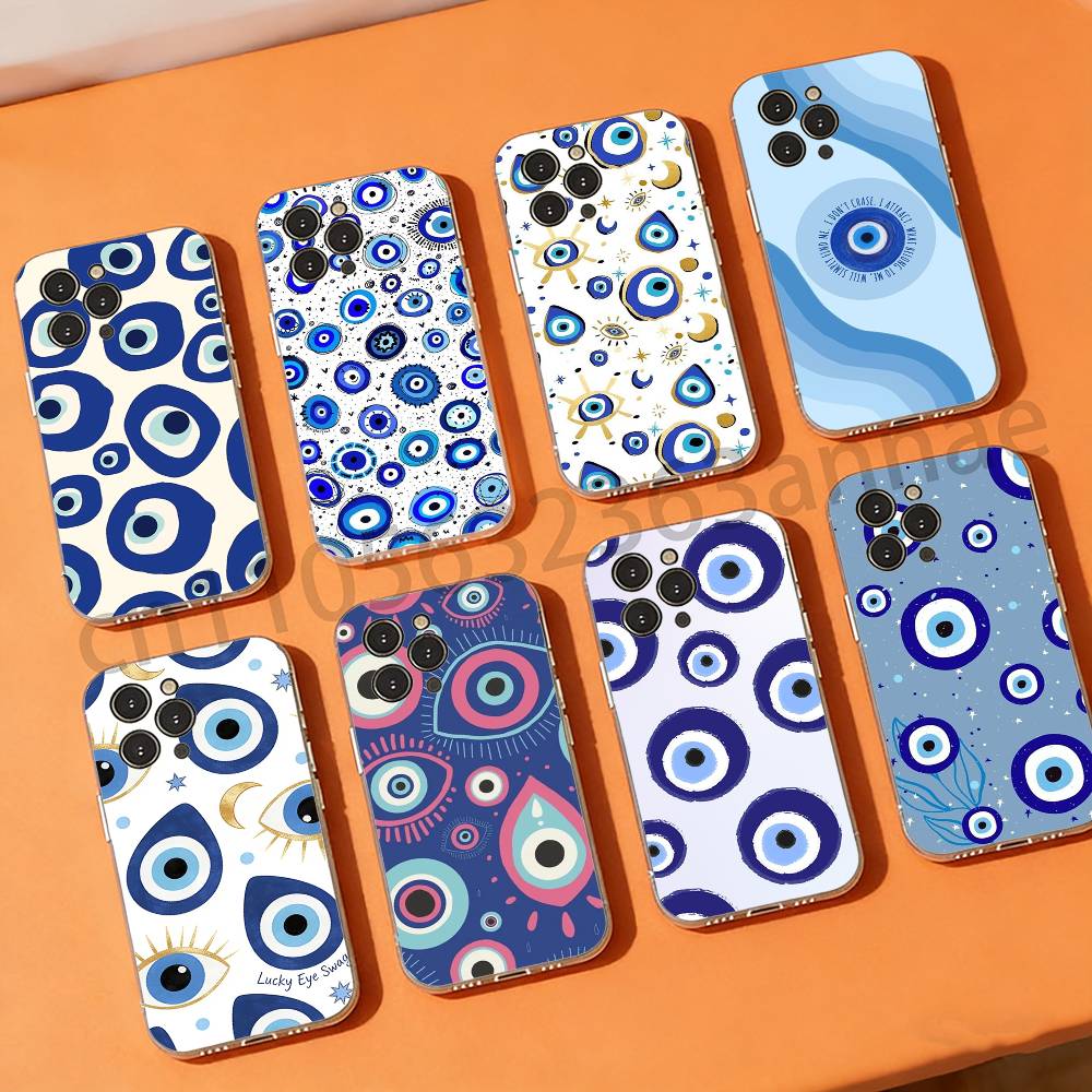 Lucky Eye Blue Evil Eye Print Phone Case for iPhone 11Pro 13 12 11 Pro Max 16e 17 Air 16 15 14 Plus 11ProMax