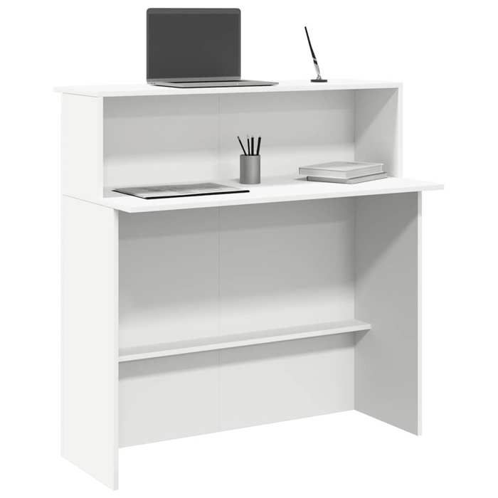 VidaXL Bureau de réception blanc 100x50x103,5 cm bois d'ingénierie, comptoir de réception, réception de salon, comptoir de 859024