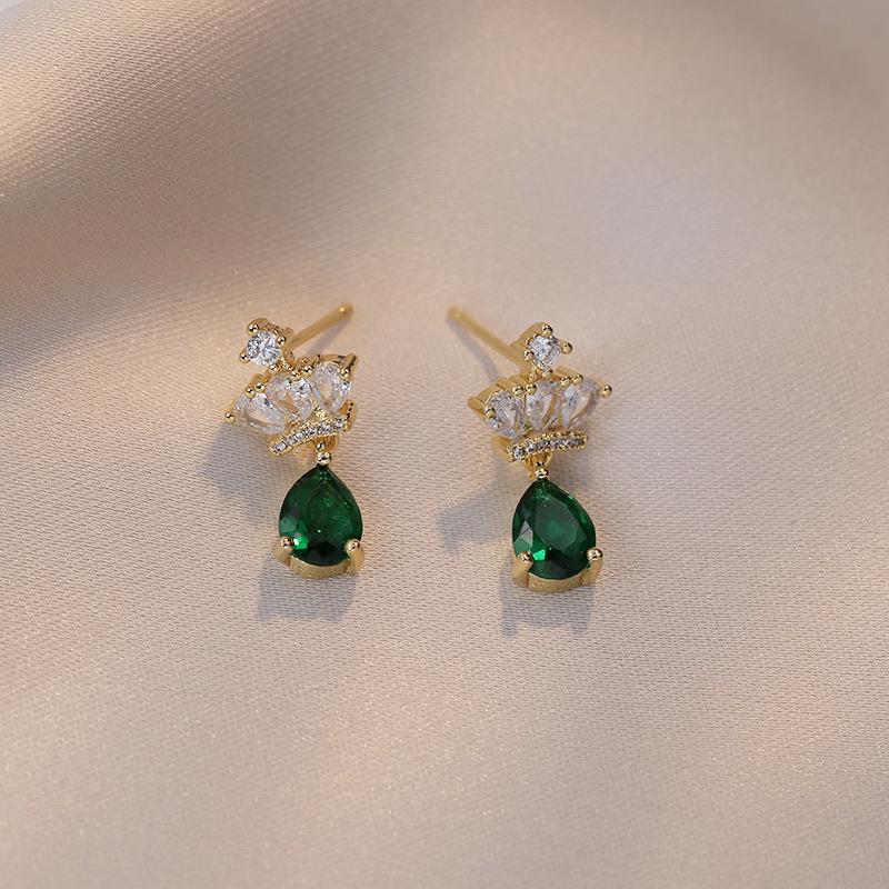 

Women s Sparkling Zircon Crown Teardrop Stud Earrings