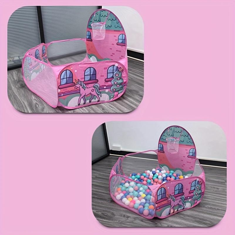 Pink Unicorn Polyester Ball Pool Tent - 1pc Easy Folding Ocean Theme Design Toy Ball Pit - Durable Playhouse for Indoor & Outdoor Use