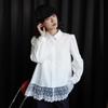 2025 Spring French White Lace Patchwork Shirt - Korean Style Retro Slimming Loose Long-Sleeved Women's Top