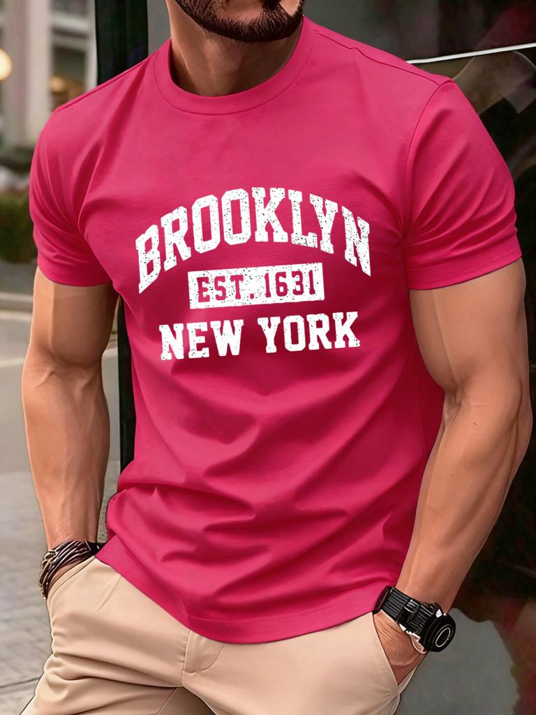 Brooklyn New York City Print T Shirt Men Fashion AllMatch Streetwear Crewneck Cotton Clothing Unisex Summer Loose TShirts
