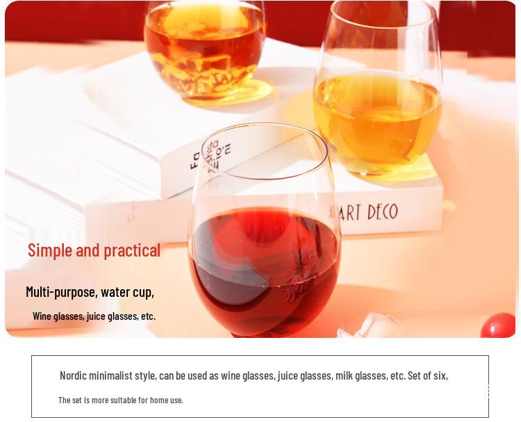 PET Plastic Egg-Shaped Footless Wine Glass, 12oz-16oz, Transparent