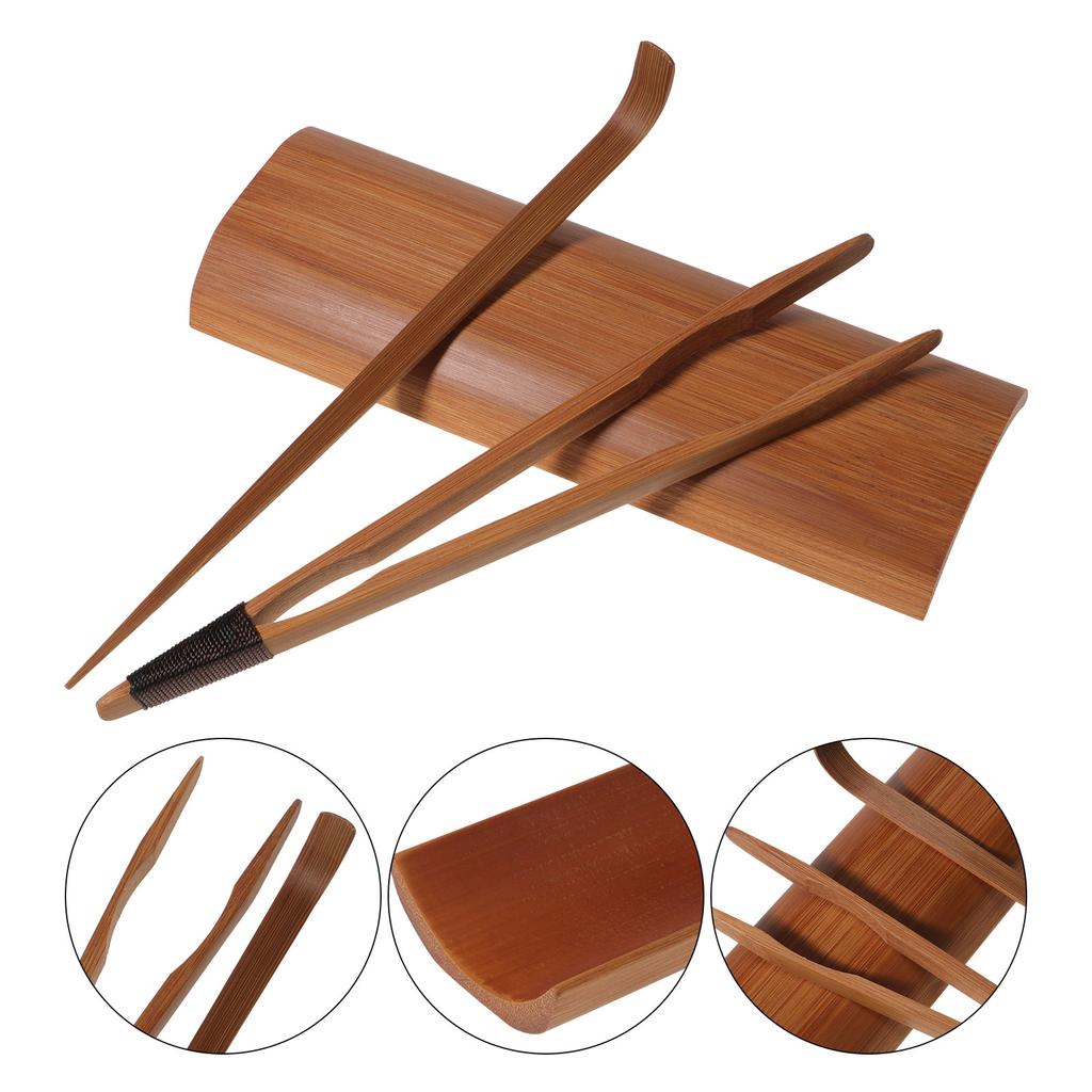 Tea Spoons Set Accessories for Lovers Gift Chinese Tong Ceremony Gongfu Utensils Loose Scoop Light Brown