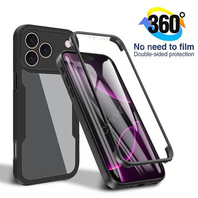 Protetor de Tela Corpo Inteiro 360 Capa Transparente Para iPhone 17 16 Pro Max 15 14 Pro 16Plus 11 Xs Max XR Capa de Telefone À Prova de Choque