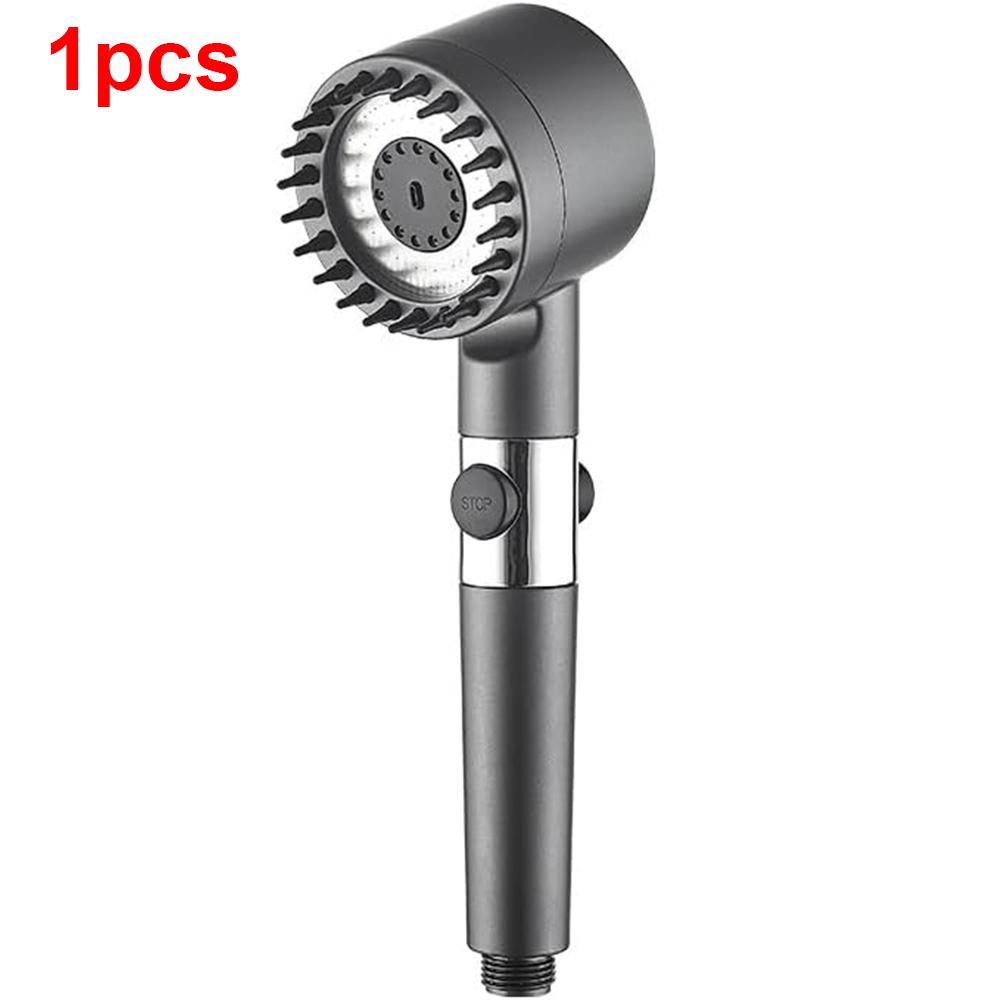 4 Modes Handheld Shower Head with Brush Cotton Filters One-click Stop Water Saving High Pressure Showerhead for Bathroom