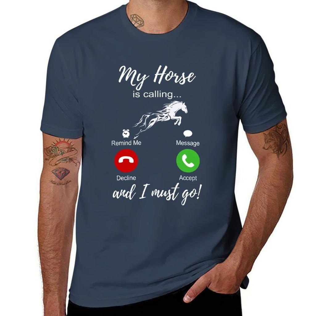 My Horse Is Calling And I Must Go Shirtfunny Horse Lover Tshirt Lightweight Basic Short Sleeve Shirt Tshirt