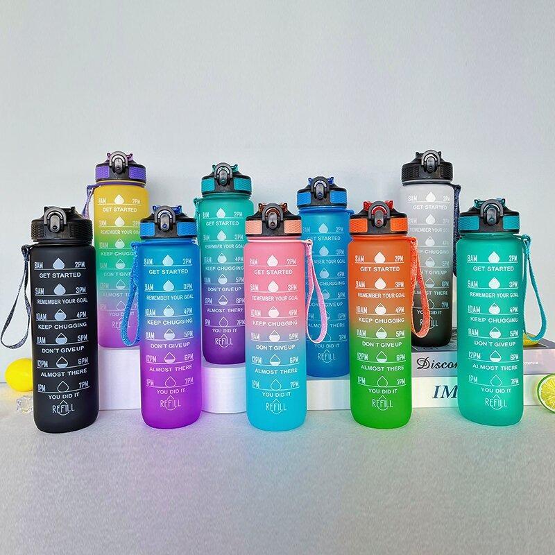 1L Sports Water Bottle Gym Travel Drinking Leakproof Bottle With Straw BPA-Free