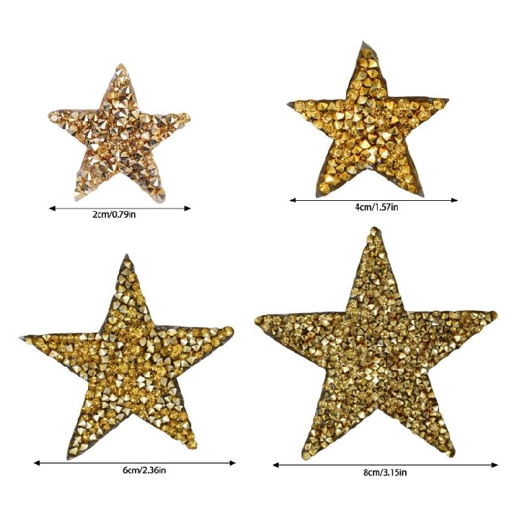 24Pcs Rhinestones Star Iron On Patches for Jeans Hat Bag Embellishment Clothing Decoration, Clothes Fabric Repair
