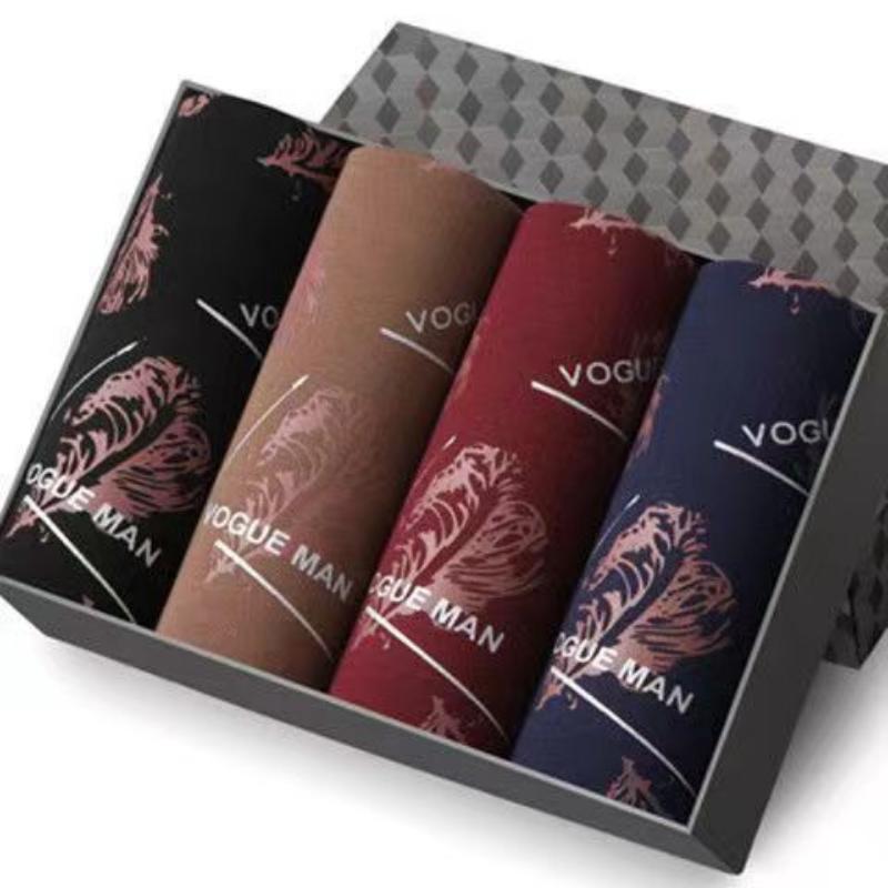 4 adet erkek külot orta bel baksır şort nefes gençlik baskı U dışbükey baksır şort