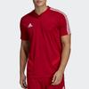 Adidas Solid Color Logo Print V-Neck Short Sleeve T-Shirt Men Tops Red D95944