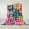 Vintage Rose Floral Flannel Blanket Perfect for Sofa Office Bed Travel Sleep Read Relax Camping four season use