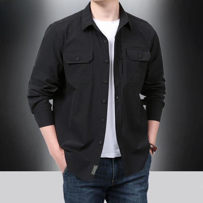 New Outdoor Quick-drying Long-sleeved Shirt Spring and Autumn Multi-bag Set Non-ironing Thin Shirt