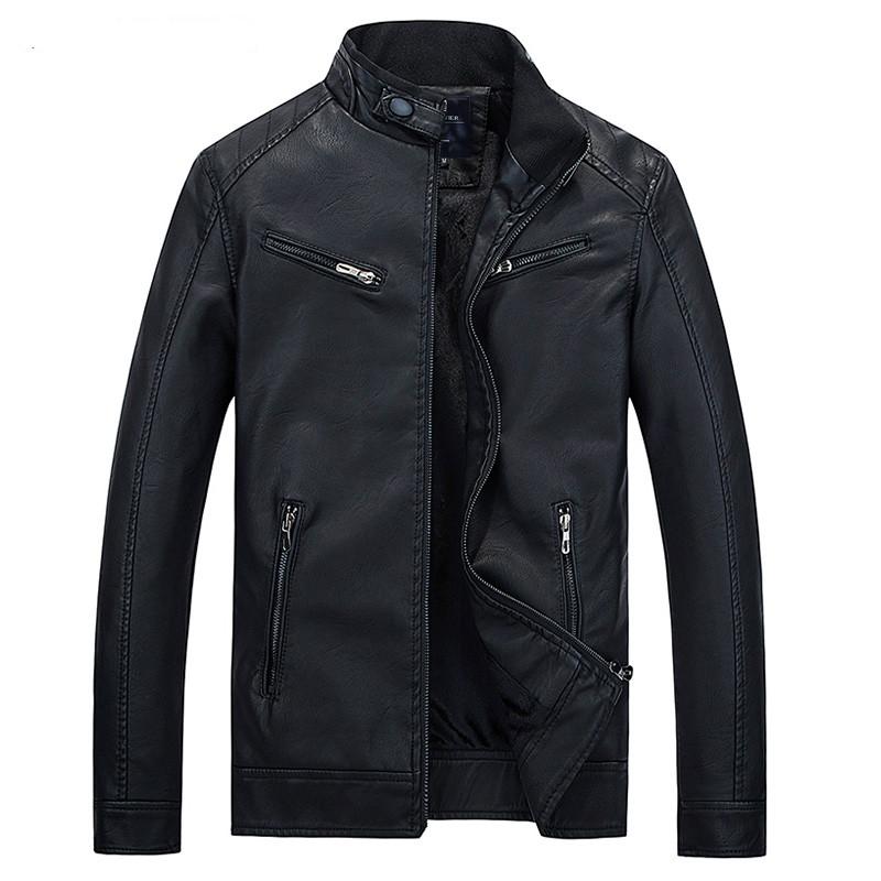 Winter Leather Jacket Men Waterproof Fleece Warm Male Leather Jacket High Quality Coats Motorcycles 