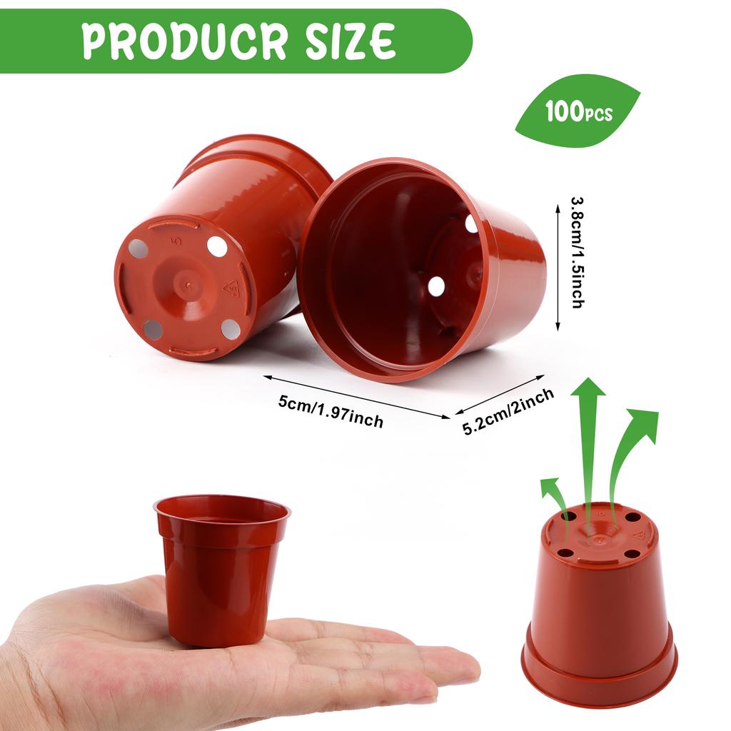100Pcs Plastic Flower Pots 2.1In Mini Plastic Plant Pot Small Flower Pots Round Plant Nursery Pots With Drainage Holes For Seeds