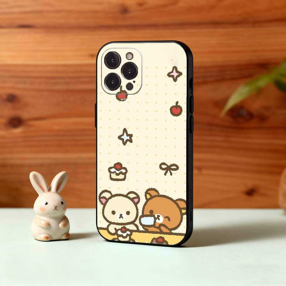 

1 шт. Чехол для телефона R-Relax K-kuma R-Rilakkuma для iPhone 17, 16, 15, 14, 13, 12 Plus, Pro Max, XS, 5G, Мягкий силиконовый, Черный iPhone14Plus