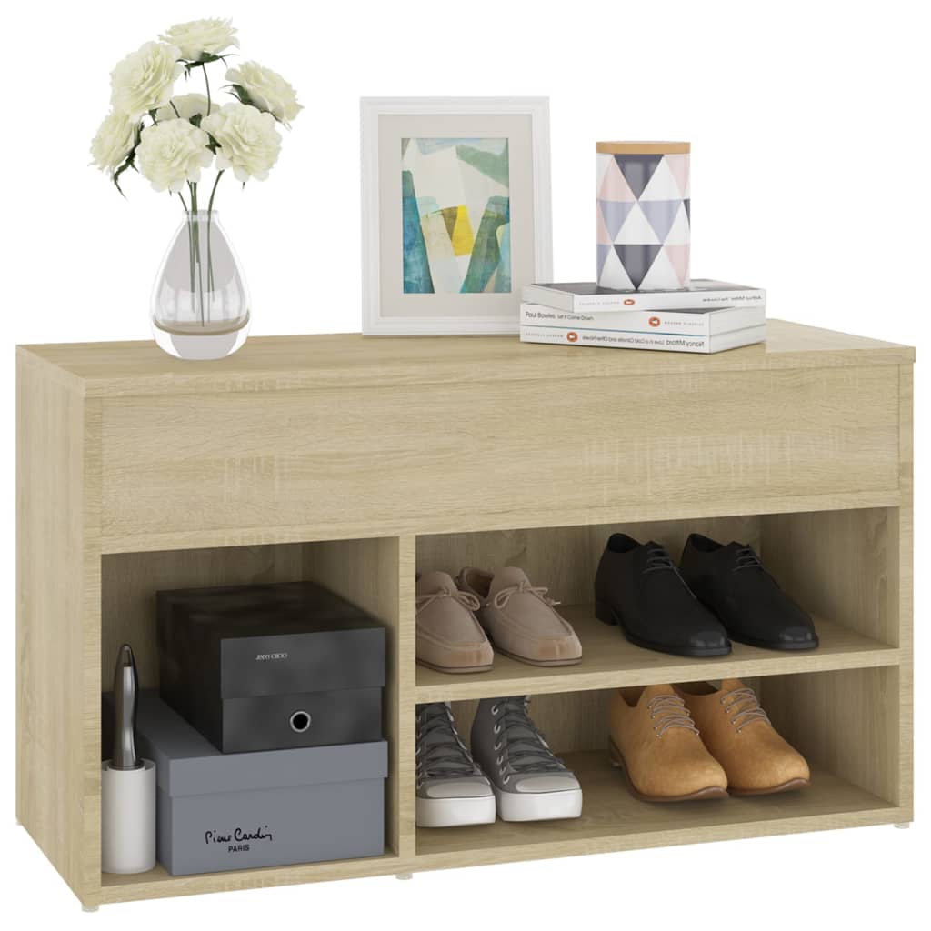 Shoe Bench Sonoma Oak 80 x 30 x 45 cm Wood Based Material