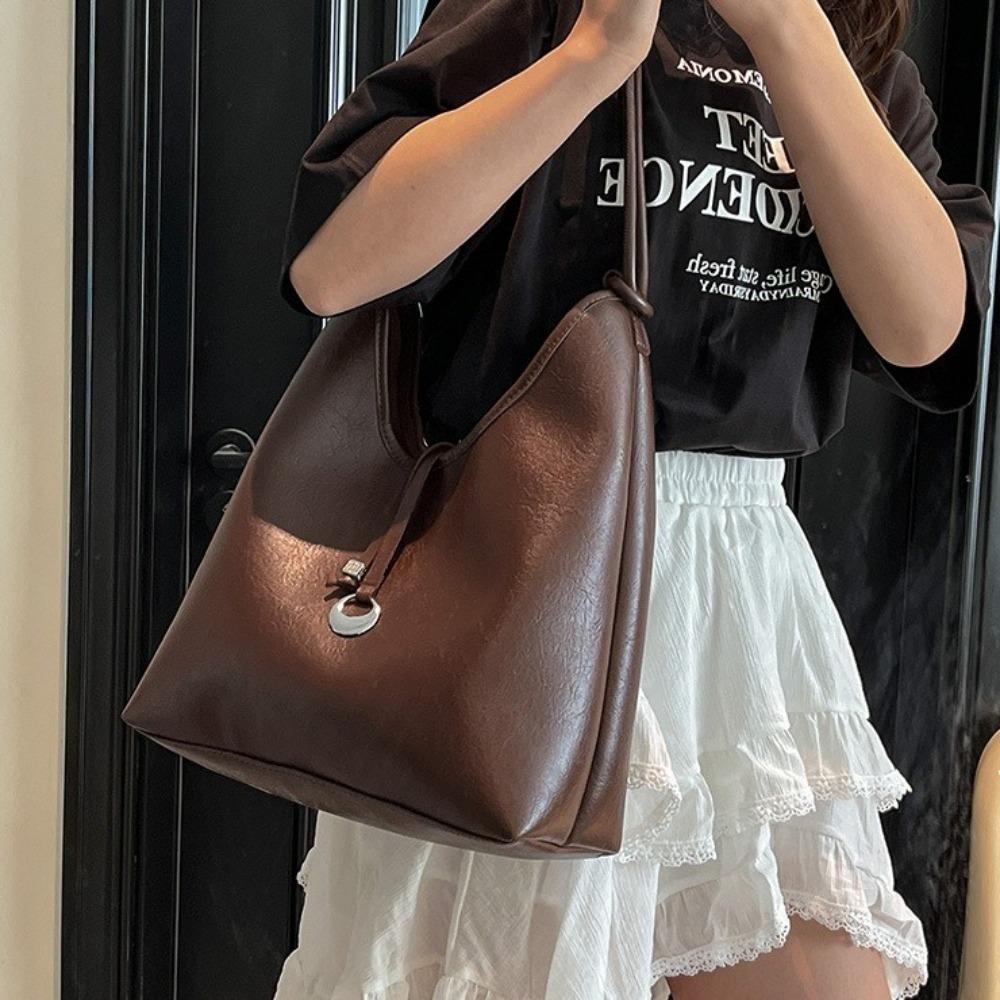 with Inner Bag Single Shoulder Bag Large Capacity PU Leather Tote Bag Fashion Underarm Bag  Daily